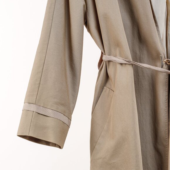 Sharon Wauchob Khaki Cotton Twill Tie-Waist Coat - Picture 5 of 11